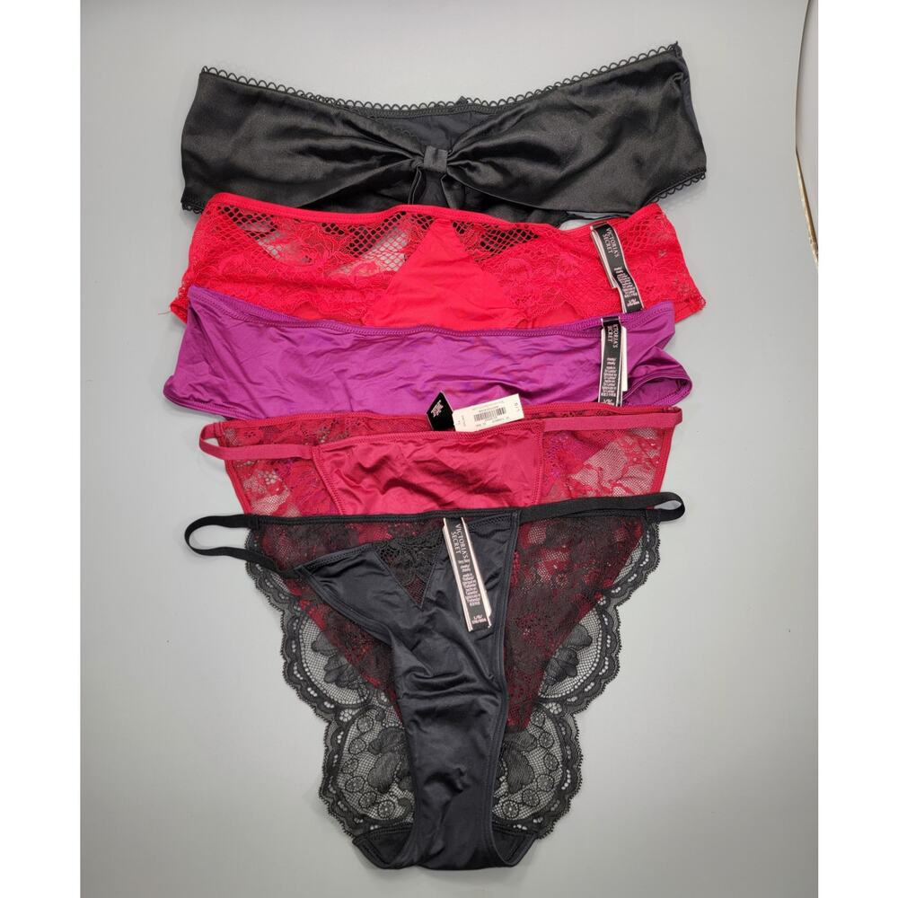 5 Pairs Victorias Secret Brazilian Cheeky Panty Sexy Lace NWT Size L NEW!